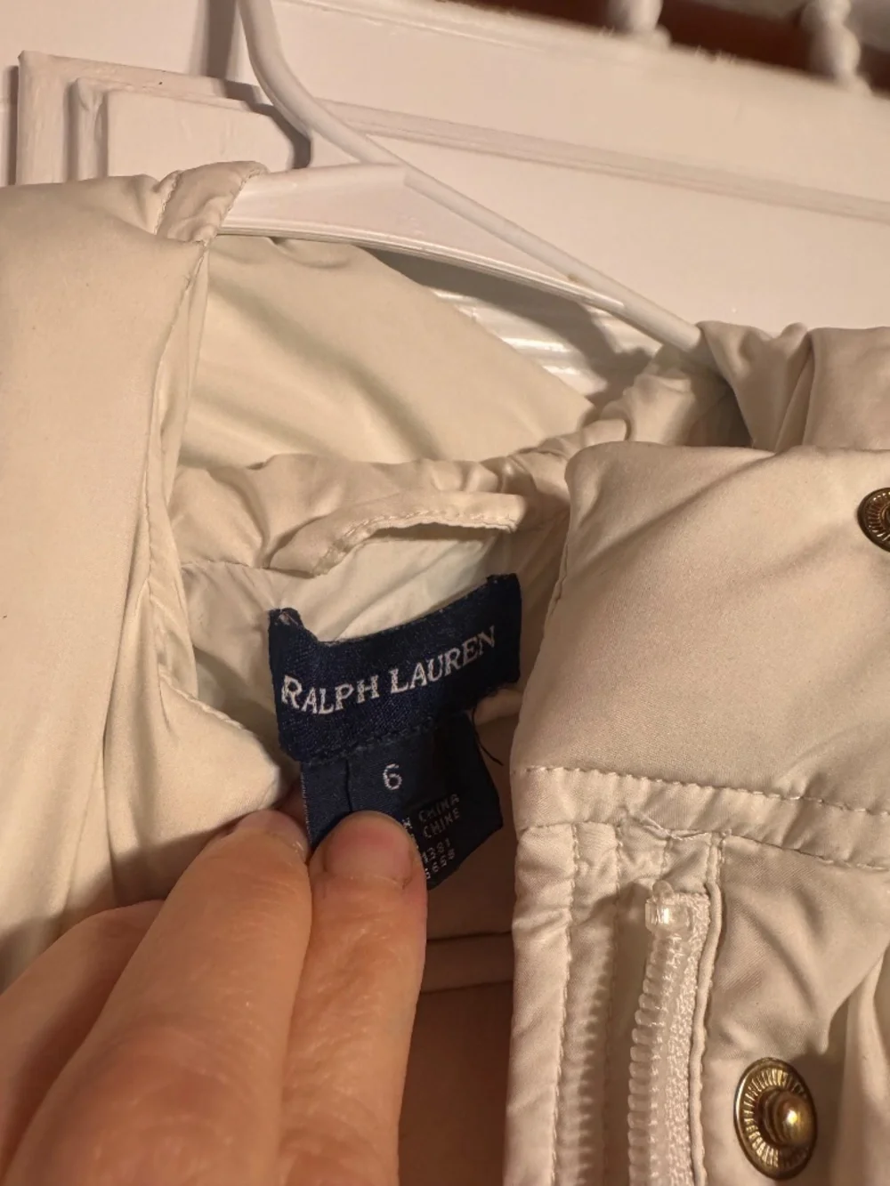 Ralph Lauren Cream Puffer Jacket with Peplum Hem girls size 6